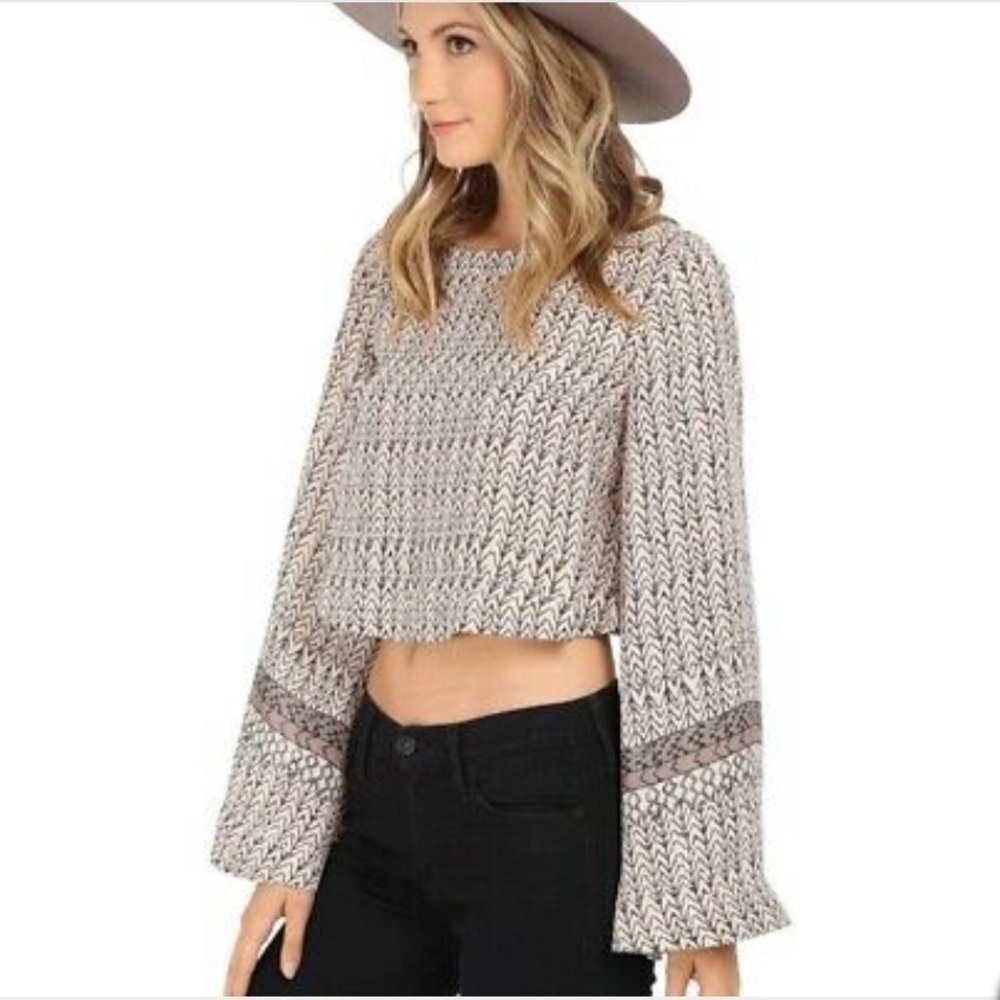 Free People Star Aligned Bell Sleeve Crop Top - Picture 3 of 15